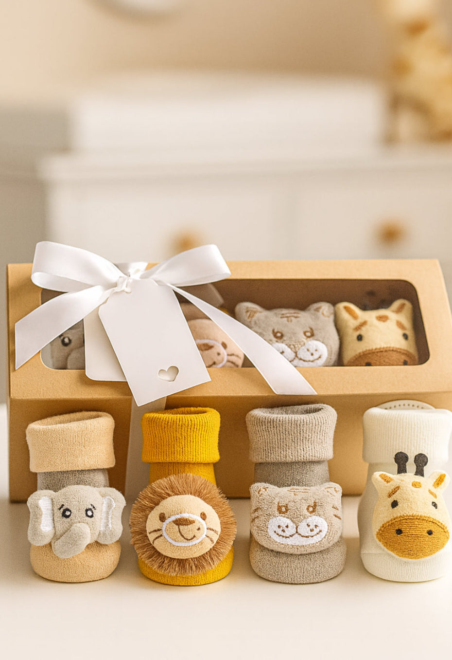 Baby Gift Box -Safari Rattle Sock Collection