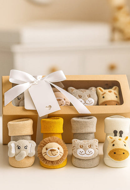Baby Gift Box -Safari Rattle Sock Collection