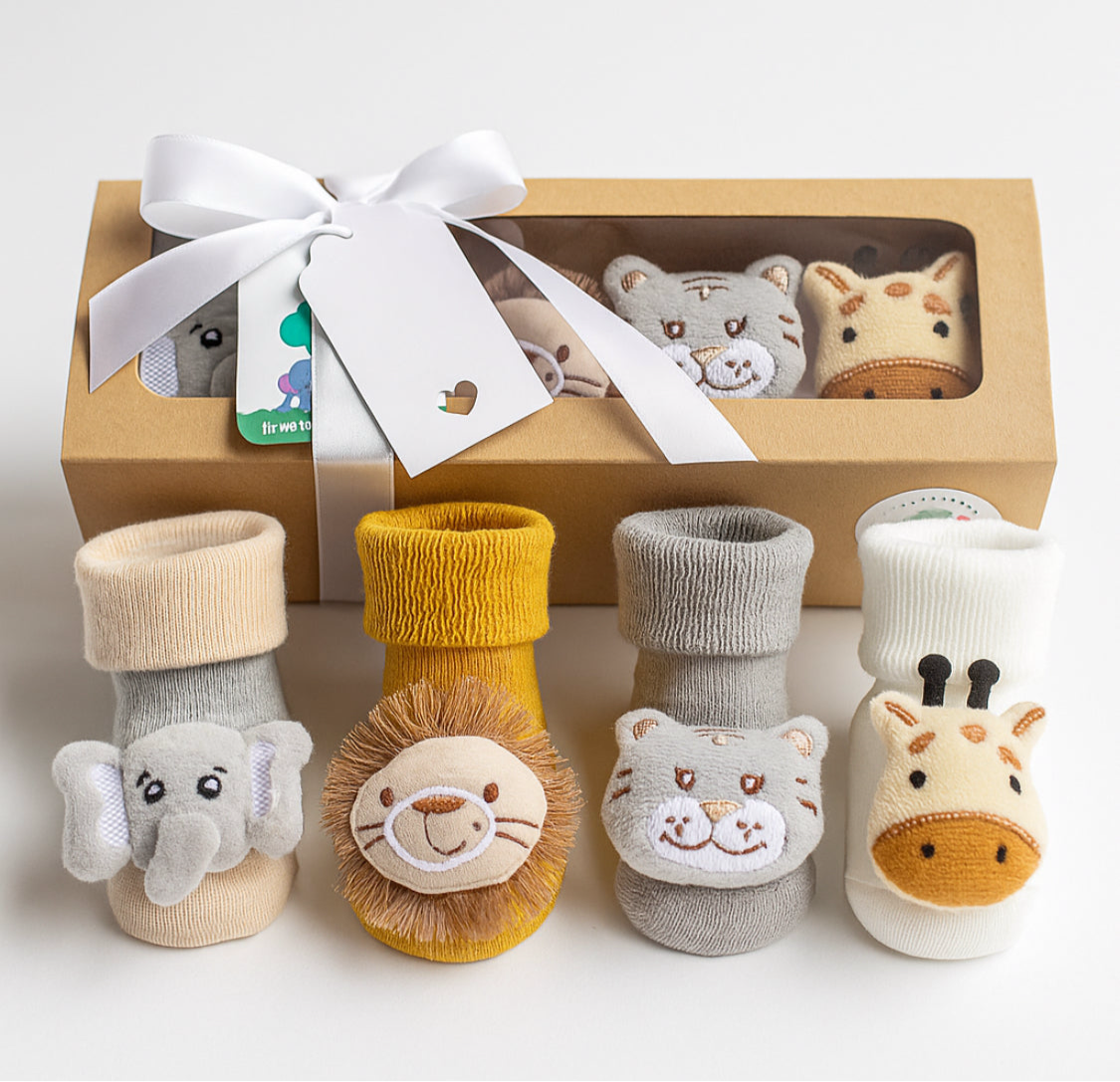 Baby Gift Box -Safari Rattle Sock Collection