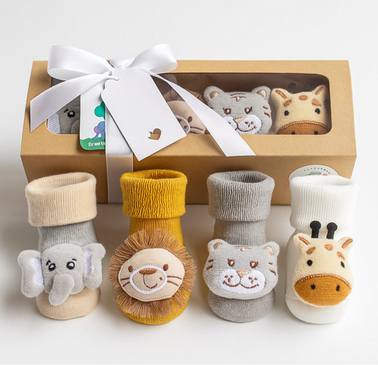 Baby Gift Box -Safari Rattle Sock Collection