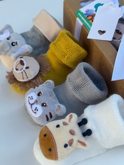 Baby Gift Box -Safari Rattle Sock Collection