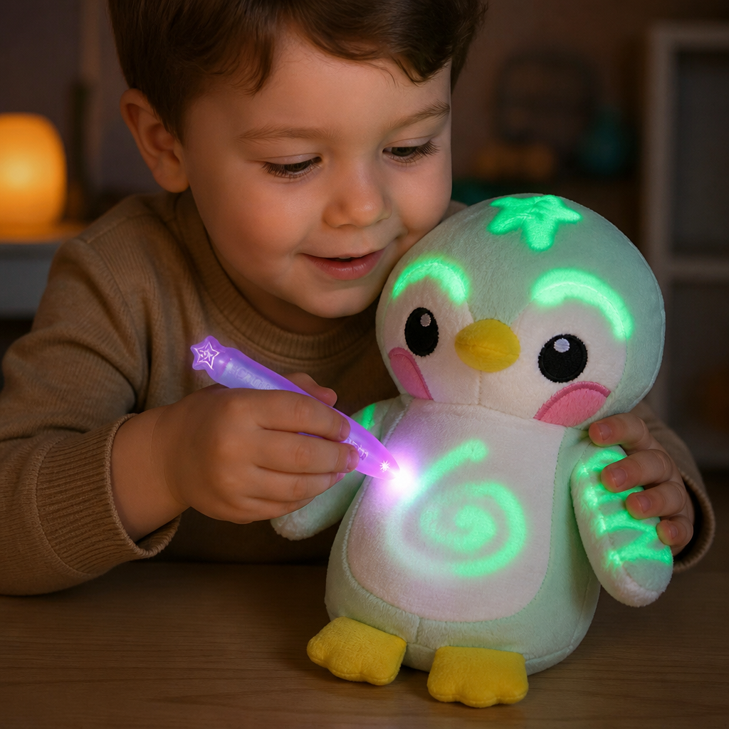 Magiczne Pluszowe Zabawki z Pisakiem Świecącym – Interaktywna Pluszowa Zabawka z Efektem Światła dla Dzieci