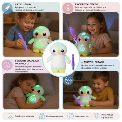 Magiczne Pluszowe Zabawki z Pisakiem Świecącym – Interaktywna Pluszowa Zabawka z Efektem Światła dla Dzieci