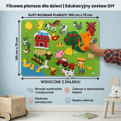 Filcowa plansza dla dzieci | Edukacyjny zestaw diy do nauki zwierząt , wyobraźni i zabawy w opowiadanie historii