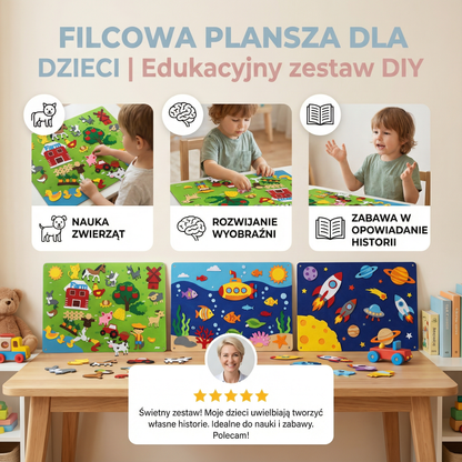 Filcowa plansza dla dzieci | Edukacyjny zestaw diy do nauki zwierząt , wyobraźni i zabawy w opowiadanie historii