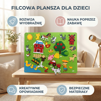 Filcowa plansza dla dzieci | Edukacyjny zestaw diy do nauki zwierząt , wyobraźni i zabawy w opowiadanie historii