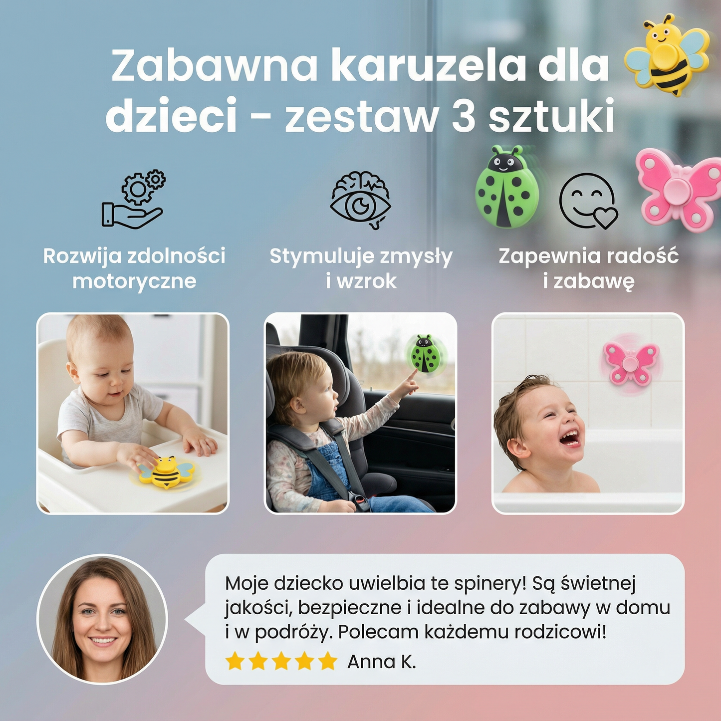 Zabawna karuzela dla dzieci – zestaw 3 sztuki